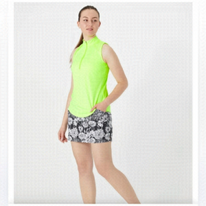 Izod Neon Green Athletic Golf Tennis Sleeveless Mock neck Top Size Large